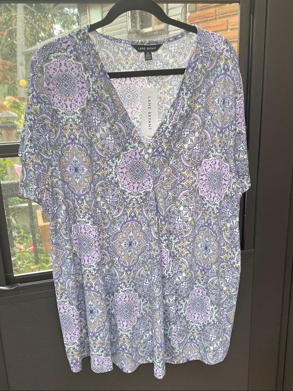 Lane Bryant Lavender Paisley V-Neck Tunic Top NWT